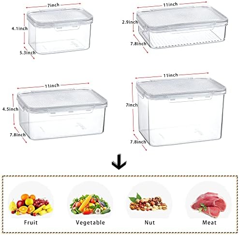 Recipientes de alimentos de plástico de 5pack 5pack com tampas herméticas Candidelas de refrigeraoTr Bins Produce economizador para