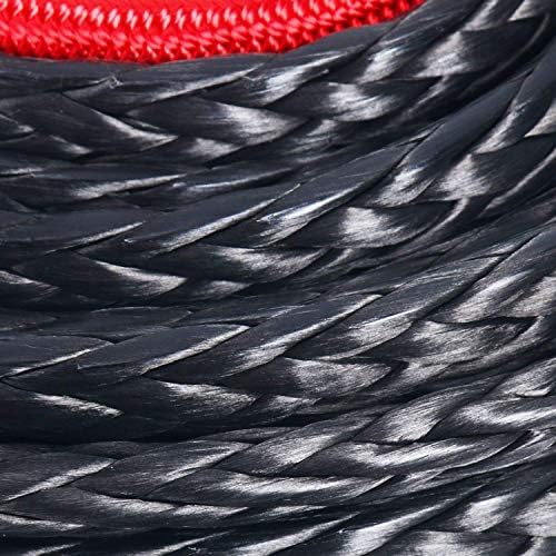 Yaekoo 92 pés x 1/2 polegada de corda de guincho sintético preto de alta resistência Material de fibra de polietileno