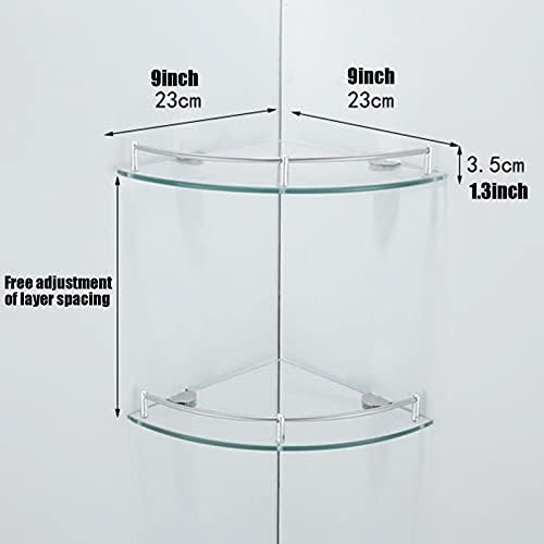 Fvrtft 2 Pack Banheiro de canto de vidro de vidro, setor de aço inoxidável montado na parede prateleira de caddie de vidro,