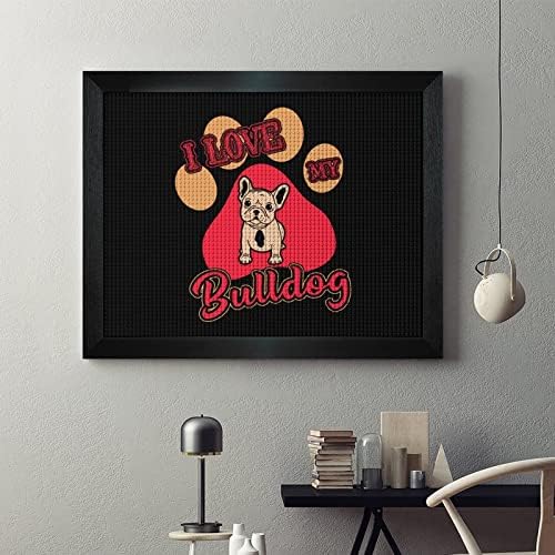 Eu amo meus kits de pintura de diamante Bulldog Picture Frame 5D DIY Full Drill Rhinestone Arts Decoração de parede para adultos Blackwood 50 * 40cm