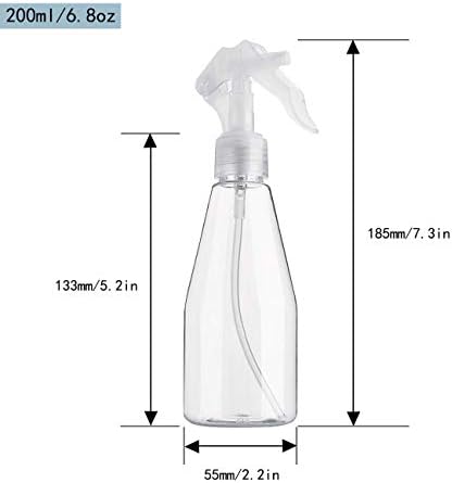 frasco de spray clear para cabelo, frasco de spray de planta, 2 embalagem vazia pequena 7 oz de pulverizador de gatilho de