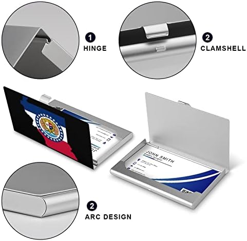 Missouri State Flag Mapa Id Business Card Titulares Organizador de caixa de proteção Clamshell para homens Mulheres