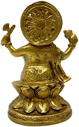 Bharat Haat Brass Metal Ganesh sentado em Kamal Medium em tamanho BH02634