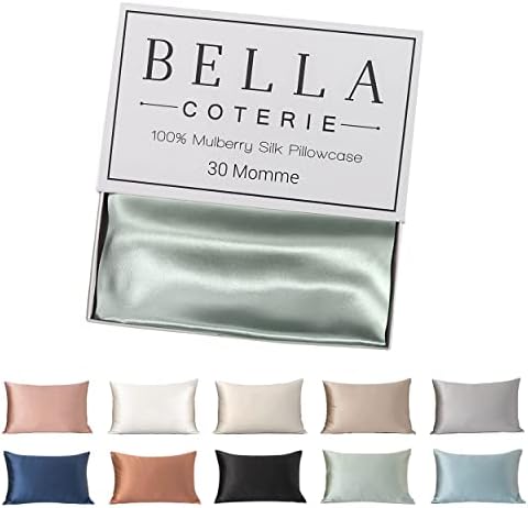 BELLA COTERIE Passagem de seda de luxo para cabelos e pele | 30 Momme | Pure 6A Mulberry Silk | Super macio | Perfeitamente macio [rainha, verde sálvia]