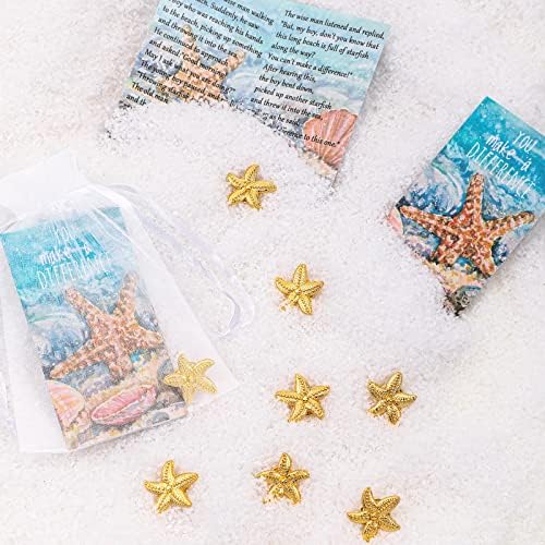 50 Packs Starfish Story Keetakes Starfish Lapeel Pin em cartões de apreciação com sacolas de organza Você faz a diferença
