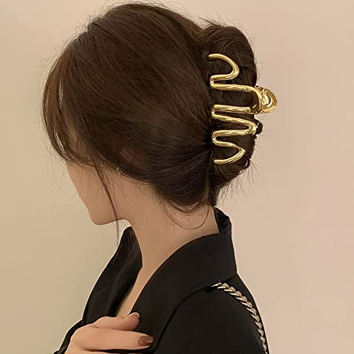 Cabine de garra de cabelo metal clipe de cabelo francês onda design barretas para cabelos para cabelos grossos elegantes geometria
