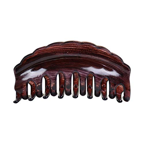 Garra de cabelo de clipe grande de garra escovada - conjunto de 2 marrom preto