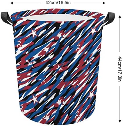 EUA Camuflagem patriótica grande cesta de lavanderia Lavagem de bolsa de cesta com alças para o dormitório da faculdade portátil