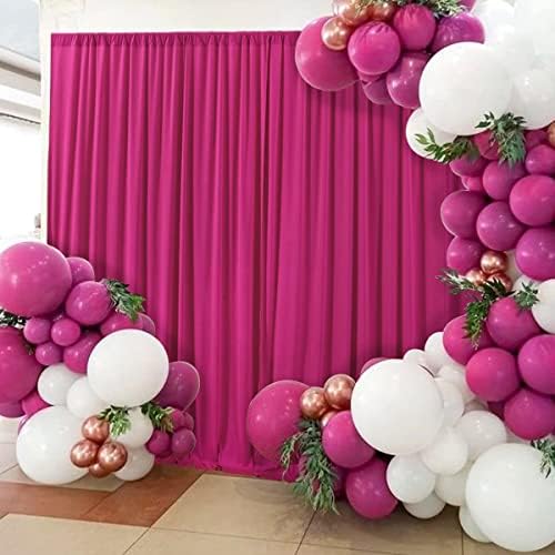 Ak Trading CO. 10 pés x 10 pés de poliéster Draxas de cortinas painéis com bolsos de haste - Cerimônia de casamento Decorações de janelas da casa - Fuchsia