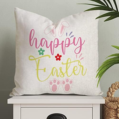 Feliz travesseiro de travesseiro de páscoa da Páscoa colorido travesseiro de coelho Jesus decoração capa floral capa de almofada