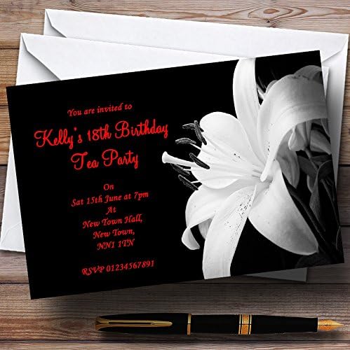 O card zoológico deslumbrante lírio flor preto branco vermelho personalizado convites