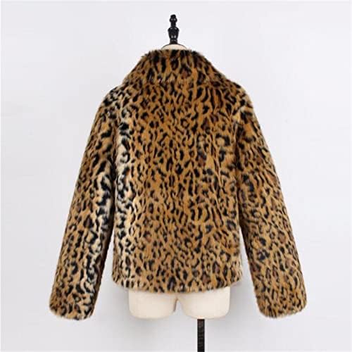 Mulheres leopardas difusas de manga comprida casaco inverno lã de lapão de lapão de lapas de algodão curto casual casual