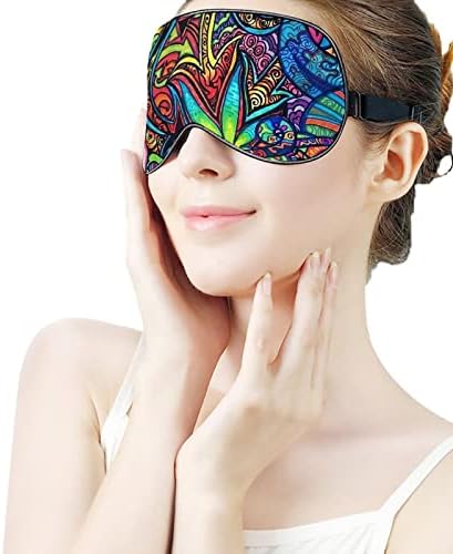 Máscara de olho de ervas daninhas tromadas com alça ajustável para homens e mulheres noite de viagem para dormir uma soneca