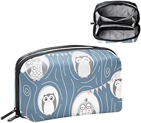 Organizador de eletrônicos, fofo doodle pinguins pequenos organizadores de cabo de viagem, bolsa de estojo técnico
