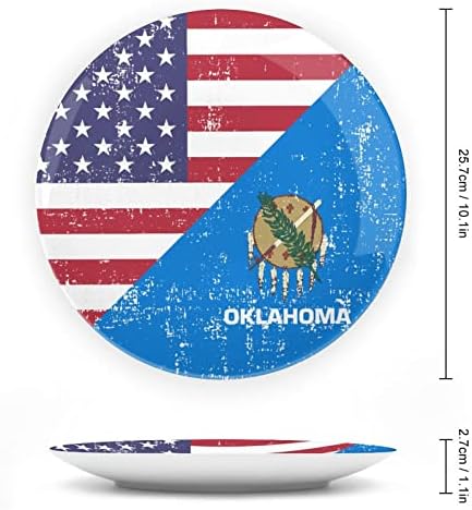 America Oklahoma State Flagceramic Decorative Plate com Stand Bone China Plate para casa de estar em casa cozinha