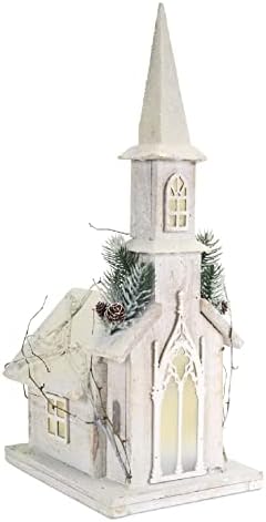 Decoração de Natal - Igreja de Branca de Nesca de Madeira Pré -Litada 20,25 de altura