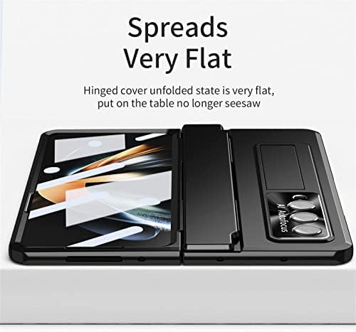 YQODSZ para Samsung Galaxy Z Fold 4 Caixa com proteção contra dobradiças, cobertura telefônica de PC com tudo incluído na tela Protetor de protetor de câmera Protetor Caso de kickstand para z dobra 4 - preto