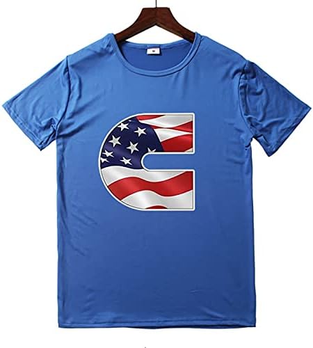Camisa masculina de verão camisetas gráficas masculinas 3d 4 de julho Padrão de bandeira Trintage T camisetas camiseta
