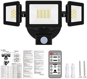 Luzes de segurança LED de iluminação de Alusso com sensor de movimento, luz de inundação de 40w 3200lm, controle remoto 3000K-6000K,
