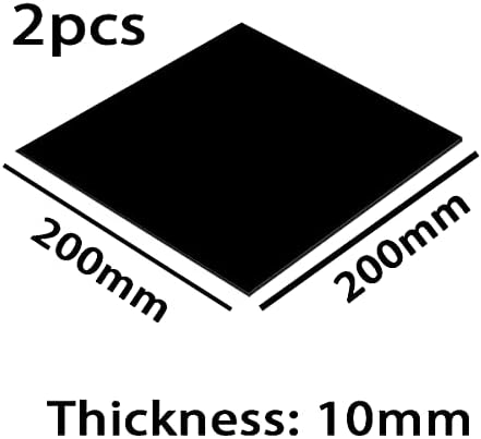 Folha de PVC expandida de YTGZs Folha de placa de placa de placa de placa rígida preta Folha de placa de plástico Durável Folha de plástico Comprimento de 200 mm 200mm 2pcs, 200mmx200mmx10mm