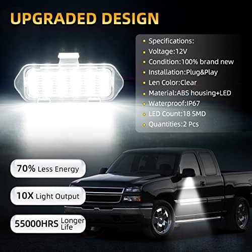 Luzes de poça LED de Bordan para Chevy Silverado GMC Sierra 1500 Tahoe Suburban Avalanche 1500 2500 Cadillac Escalade Esv Ext