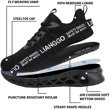 Lianggo Steel Toe Shoes para homens Mulheres tênis indestrutíveis tênis