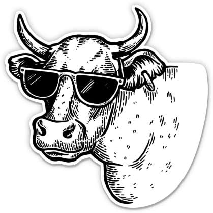 A vaca hipster legal engraçado - adesivo de vinil de 3 - para laptop de laptop para o telefone - decalque à prova d'água