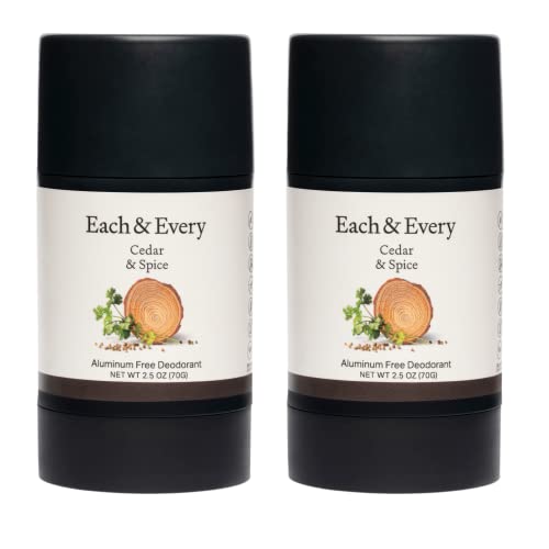 Cada e cada desodorante sem alumínio natural de 2 pacote para pele sensível com óleos essenciais, embalagens à base de plantas)