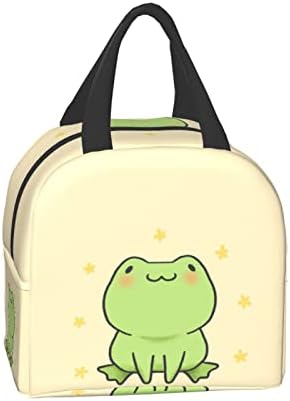 Senheol Cute Frog Cartoon Print Lunch Bow, lancheira de isolamento Kawaii, bolsas de almoço reutilizáveis ​​para homens para homens
