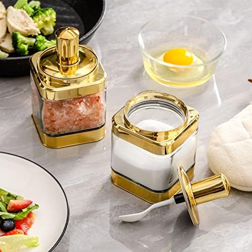 Bettwill Gold Spoon Rest e Gold Condiment Spice Jar, Gold Kitchen Asseccories