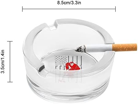 American Flag Hockey Glass Ashtray para cigarros redondo bandejas de cinzas para escritório em casa e restaurantes