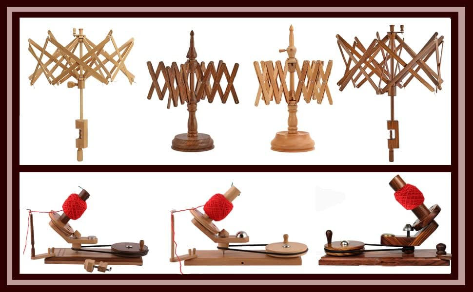 Bhartiya artesanato guarda -chuva de madeira Swift Yarn WiNper | Acessórios de tricô e crochê | Tabela superior do fio Swift - suporte para tricô operado à mão Ferramentas de enrolamento, enrolador de bola de lã