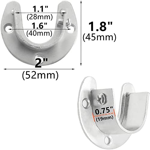 Suporte de haste de armário de 1 pcs 1 com parafusos, aço inoxidável em forma de altura em forma de altura em forma de flange haste