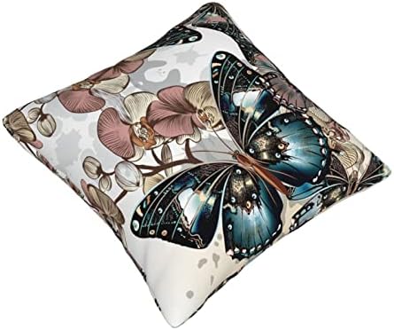 Aseelo lindas borboletas jogam travesseiro, estojo de almofada quadrada macia para sofá de sofá -cama quarto da sala de estar, 18 x 18 polegadas