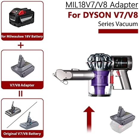 Adaptador URUN V7/V8 para Dyson Vacuum, para a bateria Milwaukee18V convertida para substituir para a bateria Dyson V7+V8,