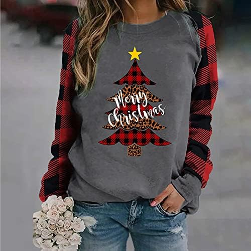 DSODAN SLWORKSHIRTHS MULHERES MULHERES XMAS PROTIMENTO DE PRIMAGEM DE PRIMAGEM BONEFICANTE GRAFICA LONGA LANÇA LONGA TOPS CASUAL