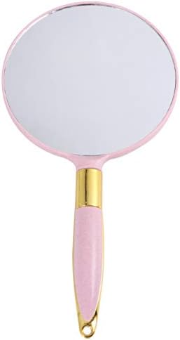 Leorx espelho de maquiagem portátil portátil espelho redondo de mão portátil para o quarto de banheiro viajar rosa