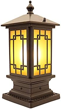 Sdfdssr chinês à prova d'água pós -luminária de luminária de luminária de alumínio fundido de alumínio Lâmpada de pátio do pátio do terraço da coluna Lanterna Lanterna Luzes do jardim ao ar livre Villa Stigma Lights