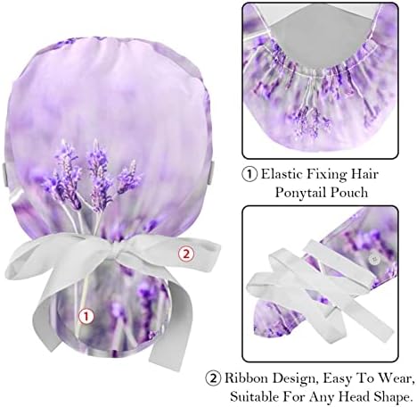 2 embalagens de textura artística enfermeira limpa as mulheres cabelos longos, chapéu de caveira de amarração ajustável, tampa