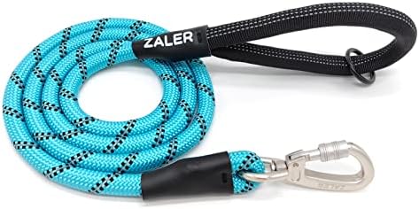 Coleira de cachorro de corda zaler, 4/5/6 pés reflexivos de cães com carabiner, chumbo de cães pesados ​​para cães