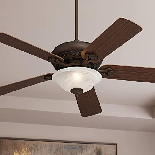 Casa Vieja 52 TRILOGY ROSTIC Indoor Teto Fan com kit de luz LED LED LED esfregou o bronze reversível de nogueira lâminas