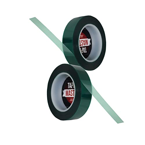Fitas mestre 2 rolos 1/2 x 72 jardas de poliéster verde revestimento de revestimento de silicone de alta temperatura fitas de