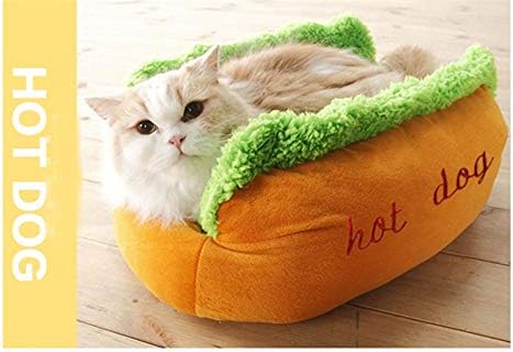 Momowu Hot Dog Camas Removíveis Sofá de Pet Soft Pet Camas fofas para Catinho de cachorro aconchegante Dormindo almofada