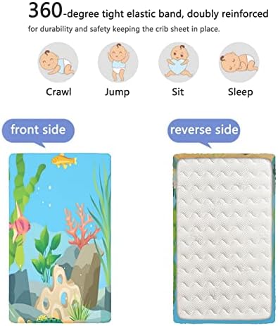 Mini-berço com tema do mar profundo, lençóis de berço, lençóis de berço portáteis Criança de colchão de colchão de colchão