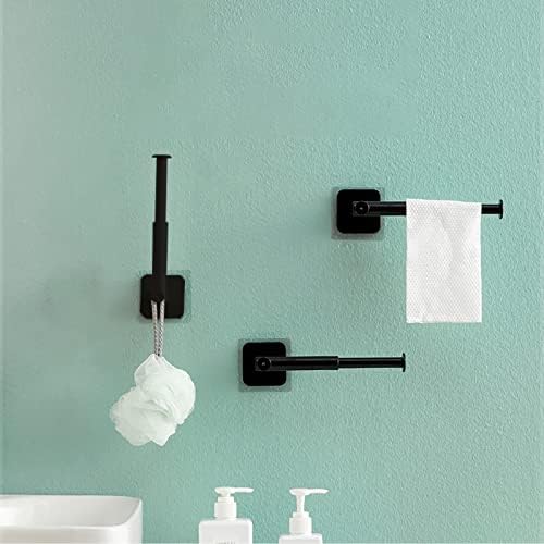 Suporte de papel de rolo de vaso sanitário, adesivo de cozinha autônoma suporte de parede montado ganchos adesivos