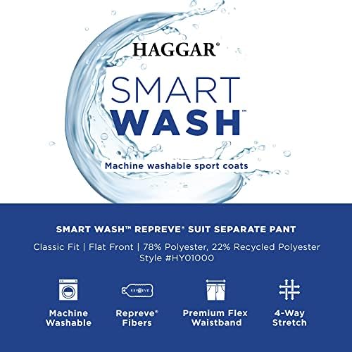 Haggar Men's Smart Wash Premium Stretch Classic Fit Solid Solid Speolates-Pants & Jackets