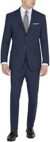 Calça de terno masculino DKNY, sólido marinho, 38W x 34L