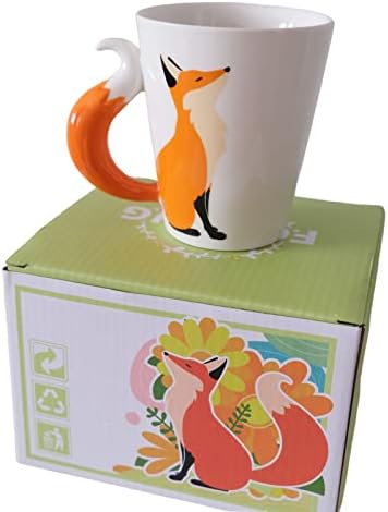 Caneca de raposa rilost, caneca de café com cerâmica fofa com alça, copo de café de animal em 3D personalizado para chá de leite