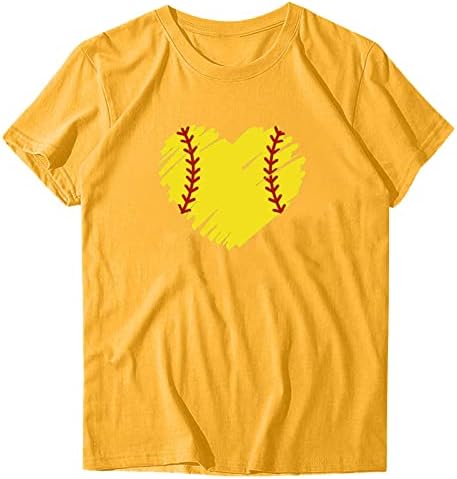 Tamas de manga curta feminina, tees gráficos de beisebol de beisebol de beisebol fofo de verão de manga curta de