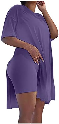 Mulheres plus size 2 peças conjuntos curtos lateral lateral lateral tops de barriga de barriga de barro de barro de grandes dimensões